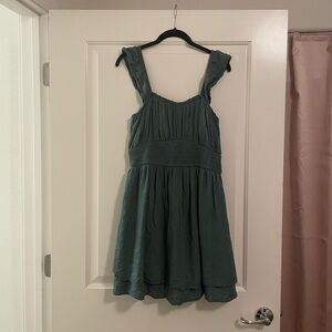 Hollister Green Mini Aline Dress BuiltIn Shorts Adorable Sz XL Tall Pockets Y2K